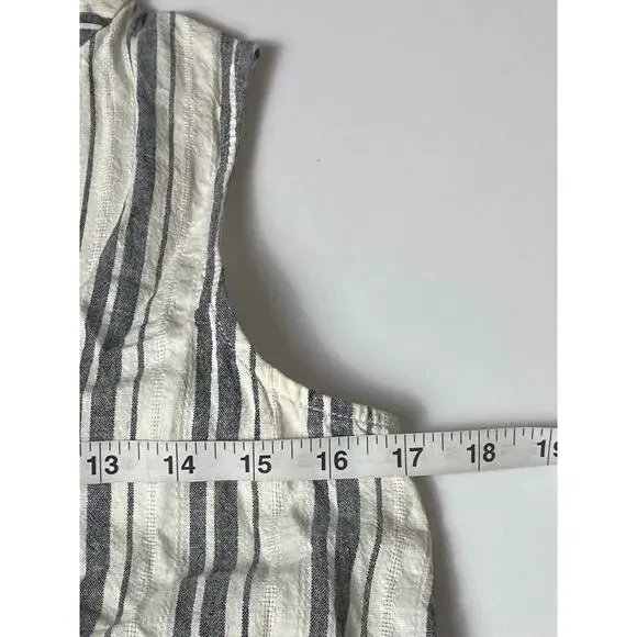Maeve White/Gray Striped Linen Blend Sleeveless Hi Lo Dress Women's Size Small - Picture 4 of 6